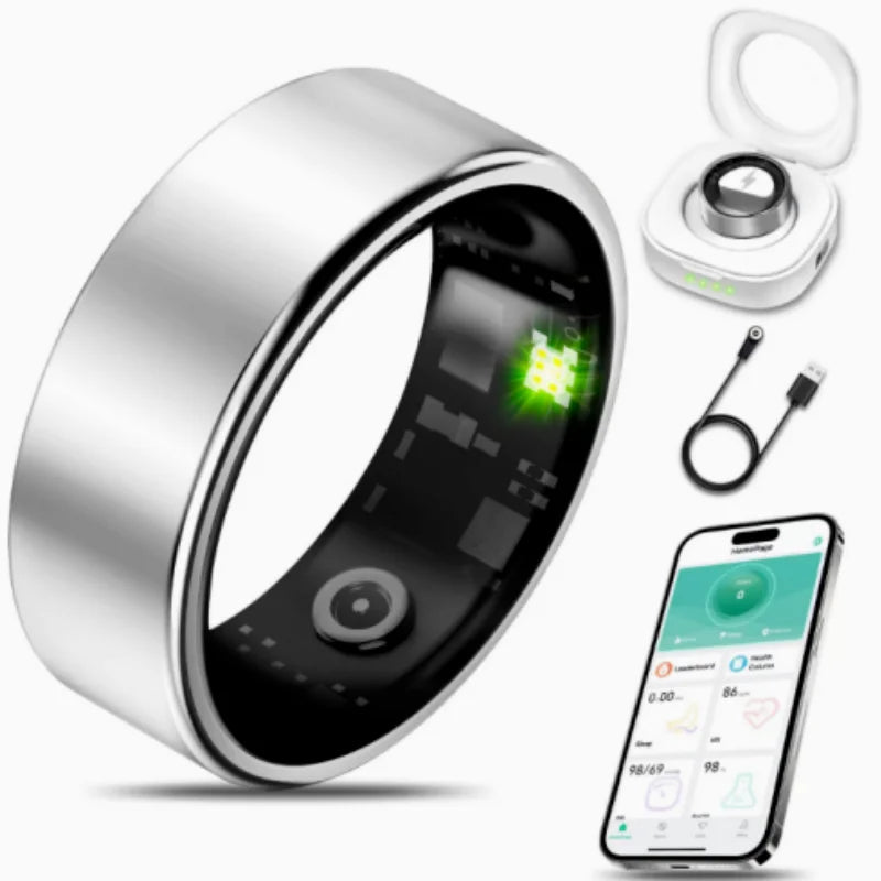 Smart Ring Health Monitor With Bluetooth Heart Rate Blood Pressure