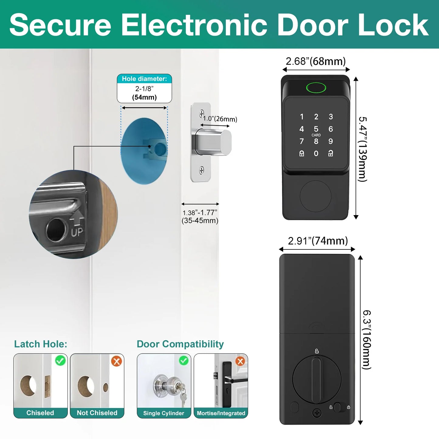 Mutak Smart Front Door Lock with Keyless Entry and Biometric