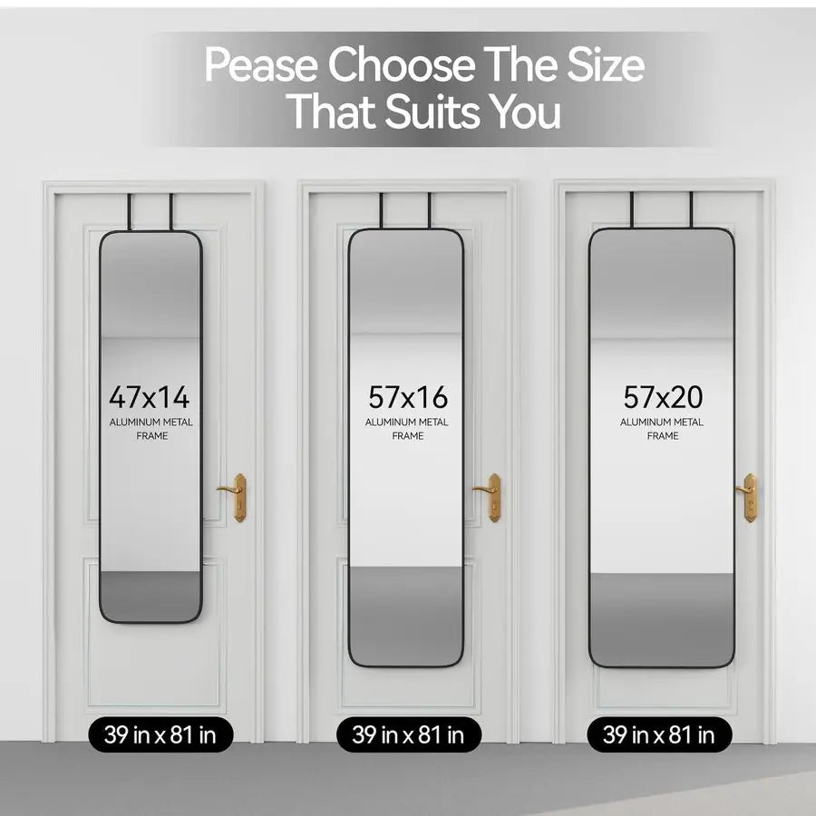Mirror Rectangle Full Body Length Door Hanging Wall Mounted Metal Aluminum Alloy Frame Dressing Makeup Mirrors for Entryway Bedr
