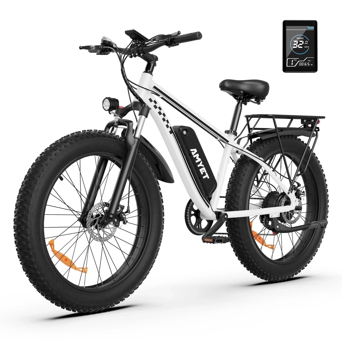 AMYET Electric Bike EB26 Adults Electric Bicycle Peak 1500W 48V 15AH e bike 26" Fat Tire Mountain Bike 31mph Electric Dirt Bike