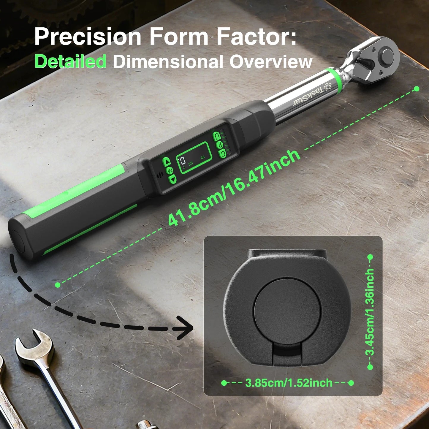 TaskStar Digital Torque Wrench With Three Eighths Inch Drive Adapters
