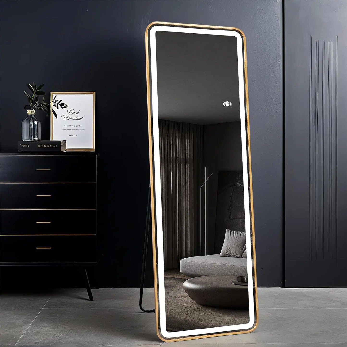 63x20 Inch Smart Mirror with Touch-Free Gesture Control, Adjustable LED Lighting, Shatterproof Frame for Bathroom or Gym
