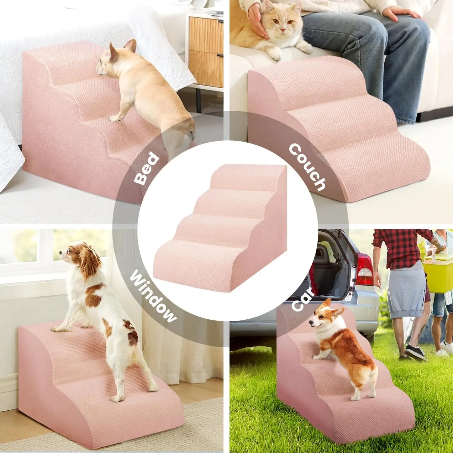 Dog Stairs Ramp Orthopedic Steps With Non Slip Foam Padding