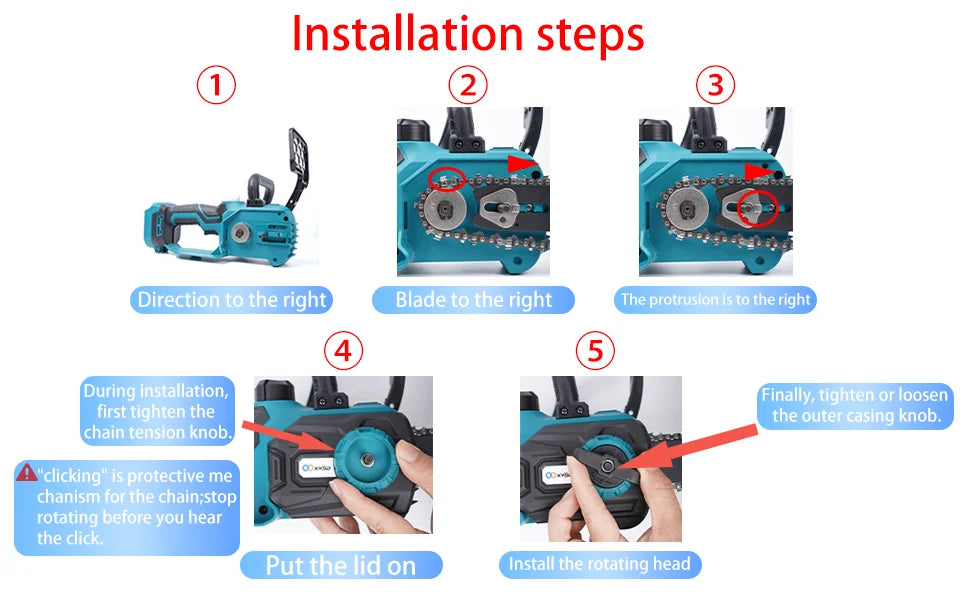 XYSD 12 in Electric Chainsaw Cordless, 21v ,2x3000mah Battery Handheld Chainsaw for Tree Trimming Electric Tree Trimmer Saw