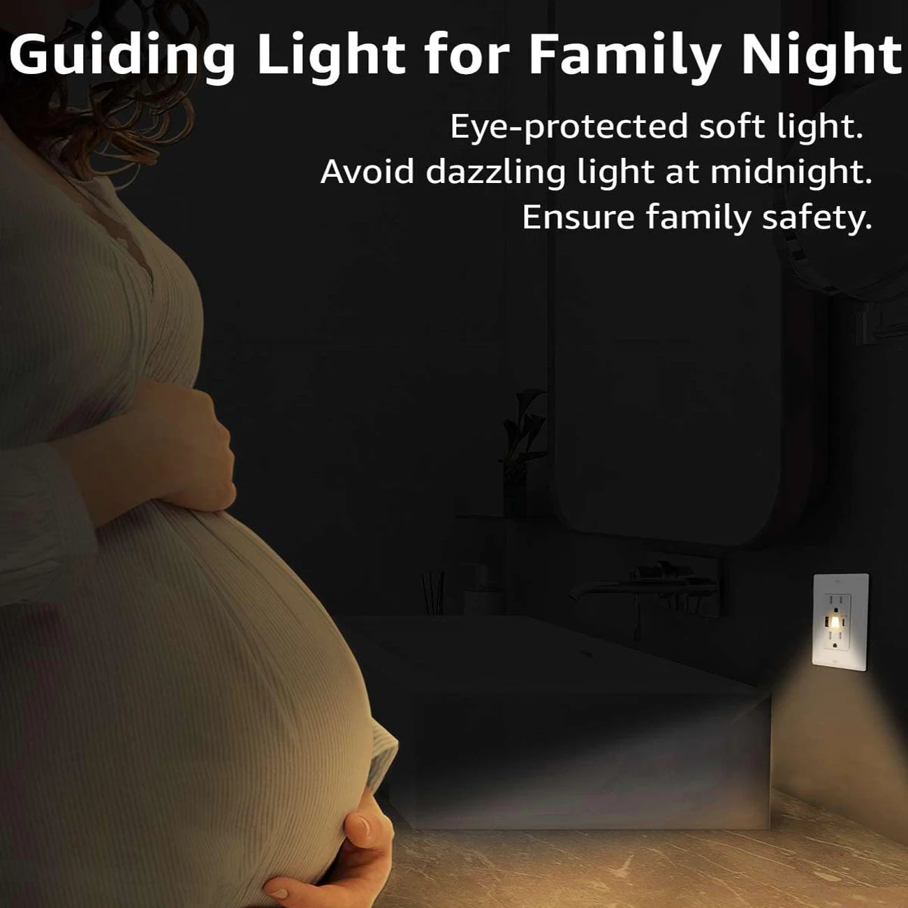 LED Night Light Outlet With 24W USB C Fast Charging