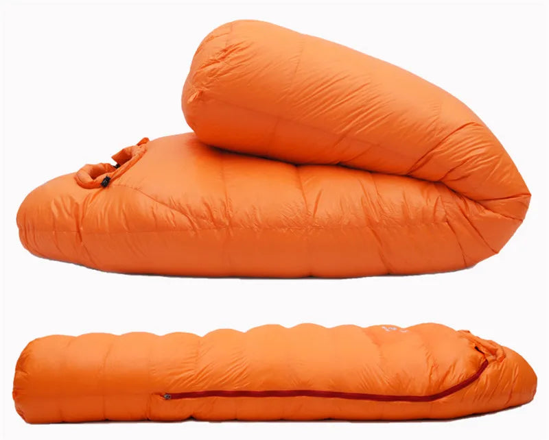 Very Warm White Goose Down Filled Adult Mummy Style Sleeping Bag Fit for Winter Thermal 4 Kinds of Thickness Camping Travel