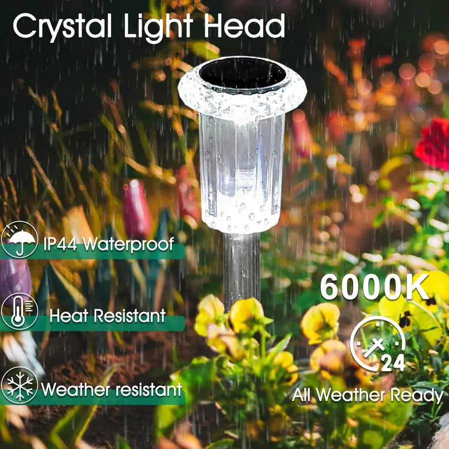Solar Lights Outdoor, 15 Pack Waterproof Stainless Steel Solar Stake Lights for Pathway Garden Yard Path Walkway Driveway Lawn P