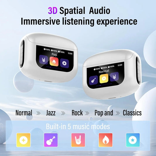Kuizil Touch Screen Earbuds With ANC 48H Battery Smart Case