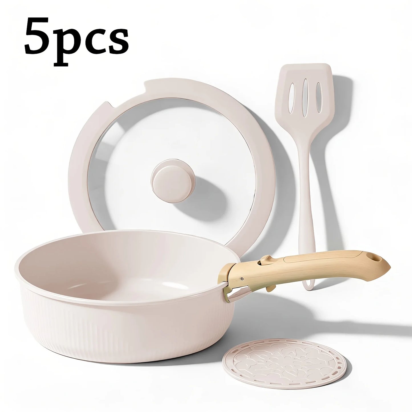 Induction-Ready Non-Stick Stainless Steel Cookware Set With Glass Lids
