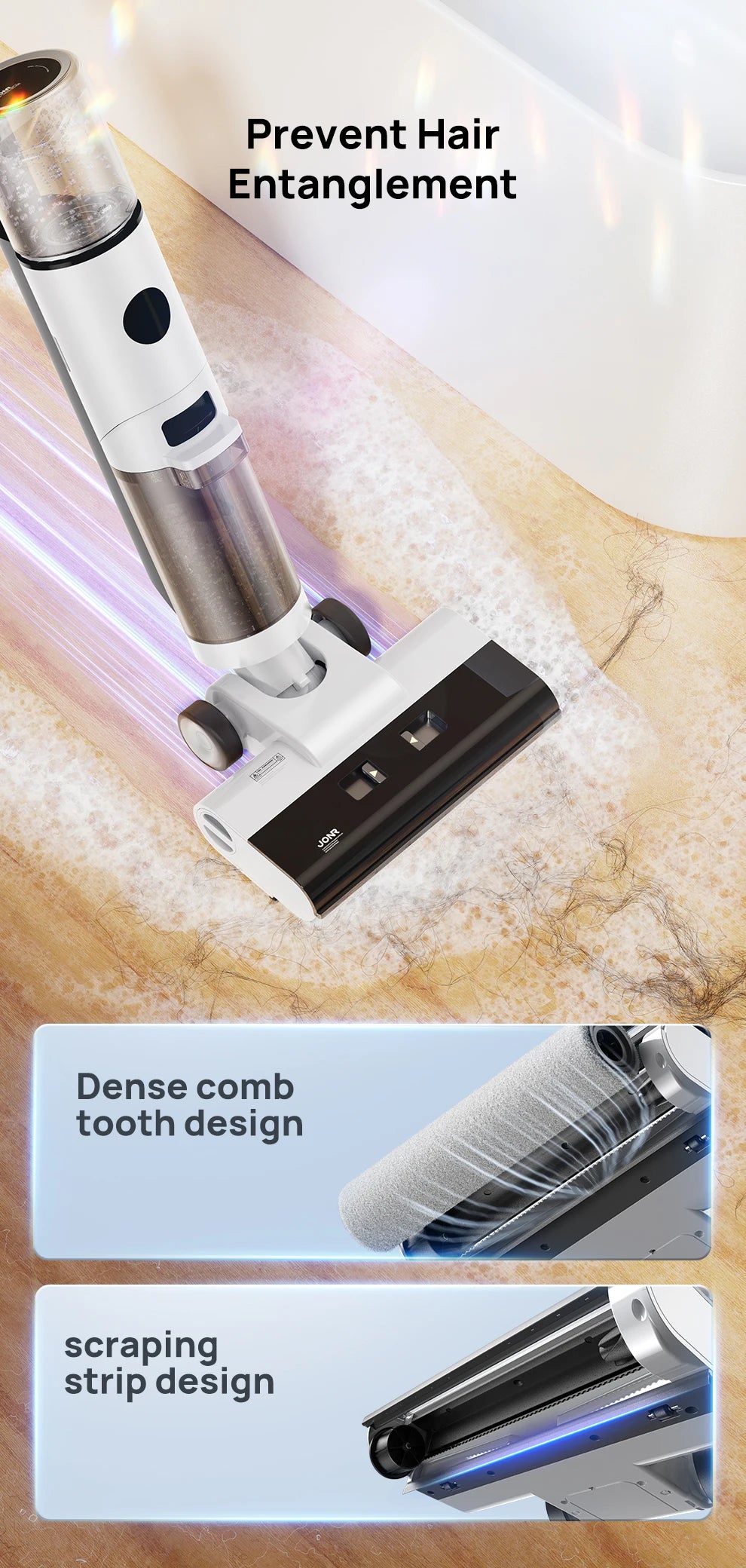 JONR ED12 Wet Dry Smart Vacuum Washing Cleaner Wireless Washing Floor Cleaner/Mop Water