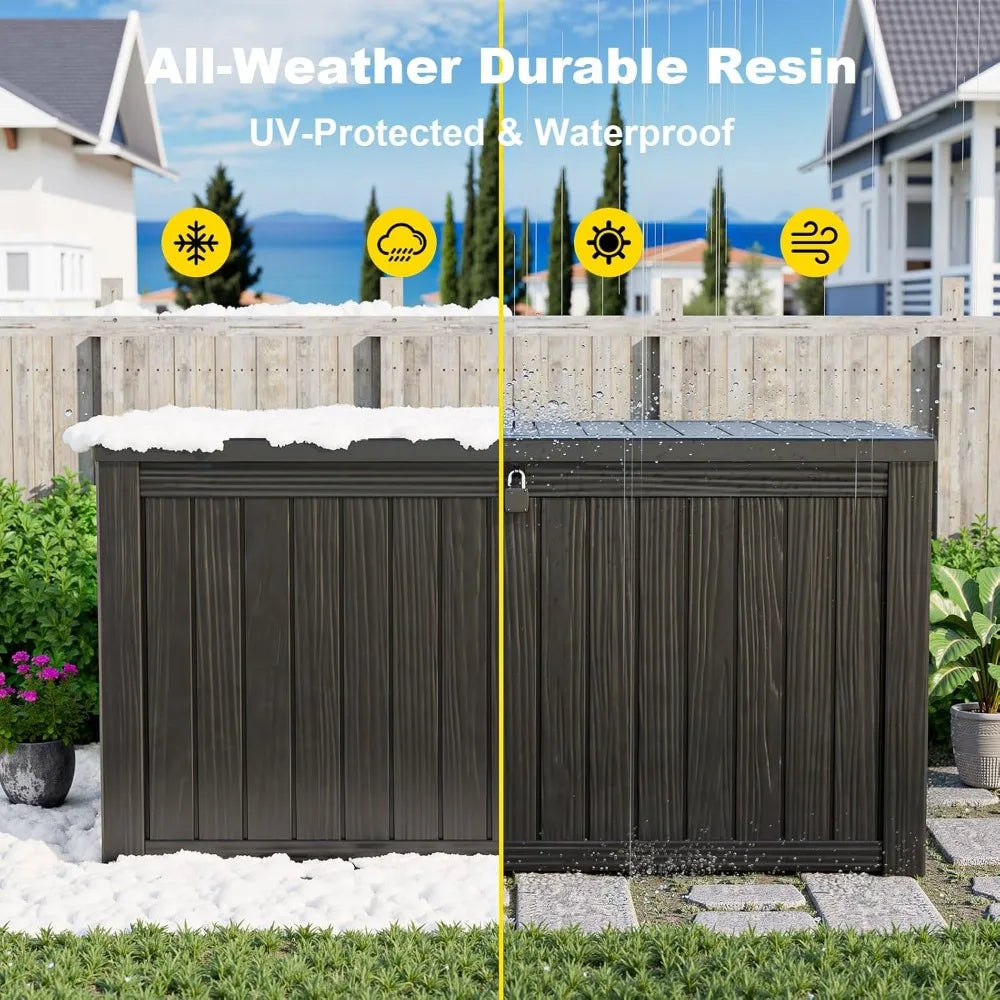 180 Gallon Waterproof Outdoor Storage Box, Lockable Deck Chest for Patio Cushions & Garden Tools, UV-Resistant