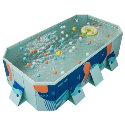 Foldable Large Rectangular Family Pool Non Inflatable Easy Setup Outdoor