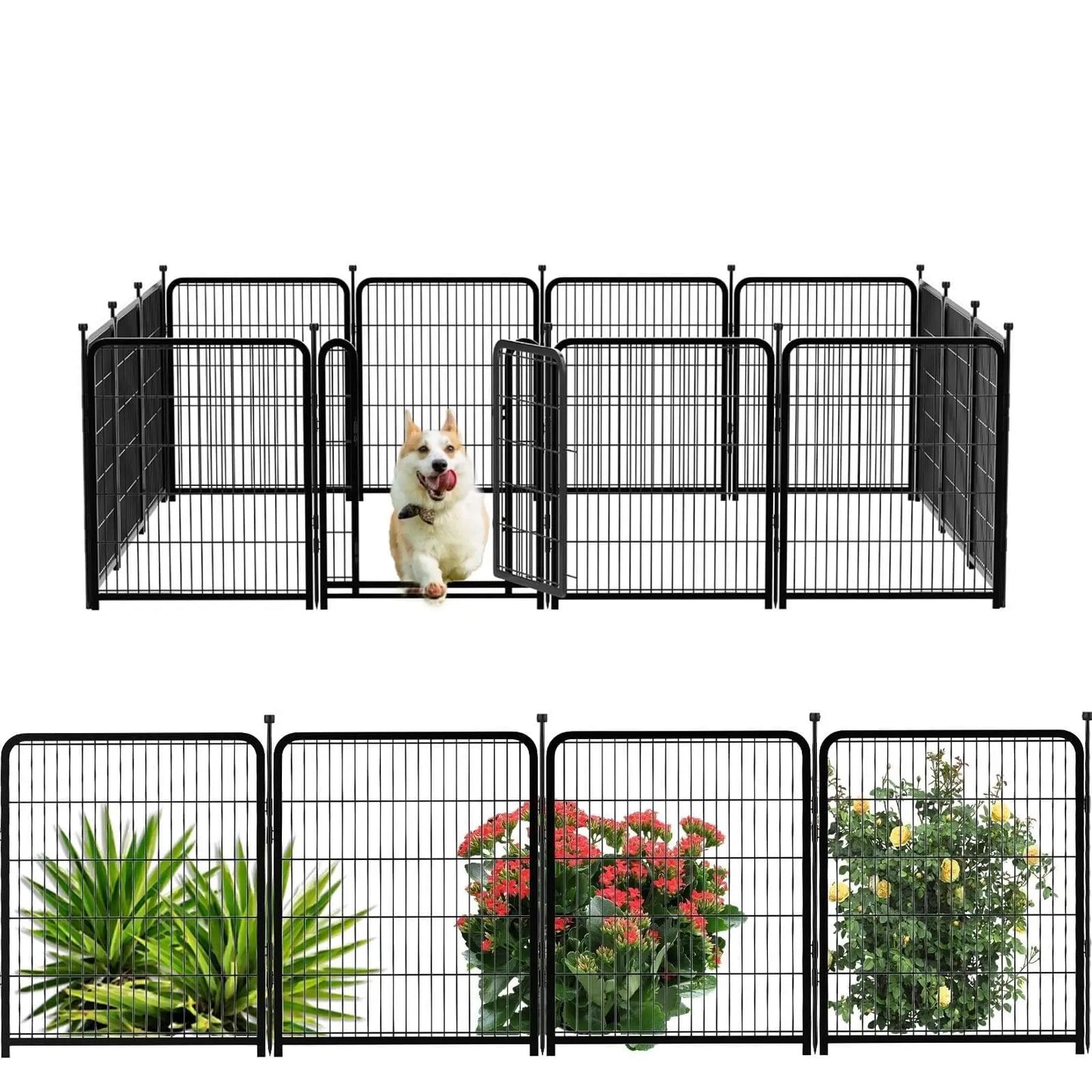 Dog Pet Fence Indoor/Outdoor,40"Height 8/16 Panels,Portable Metal Pet Exercise Pen for Rv Camping Garden Yard,Wide Door Low Thre