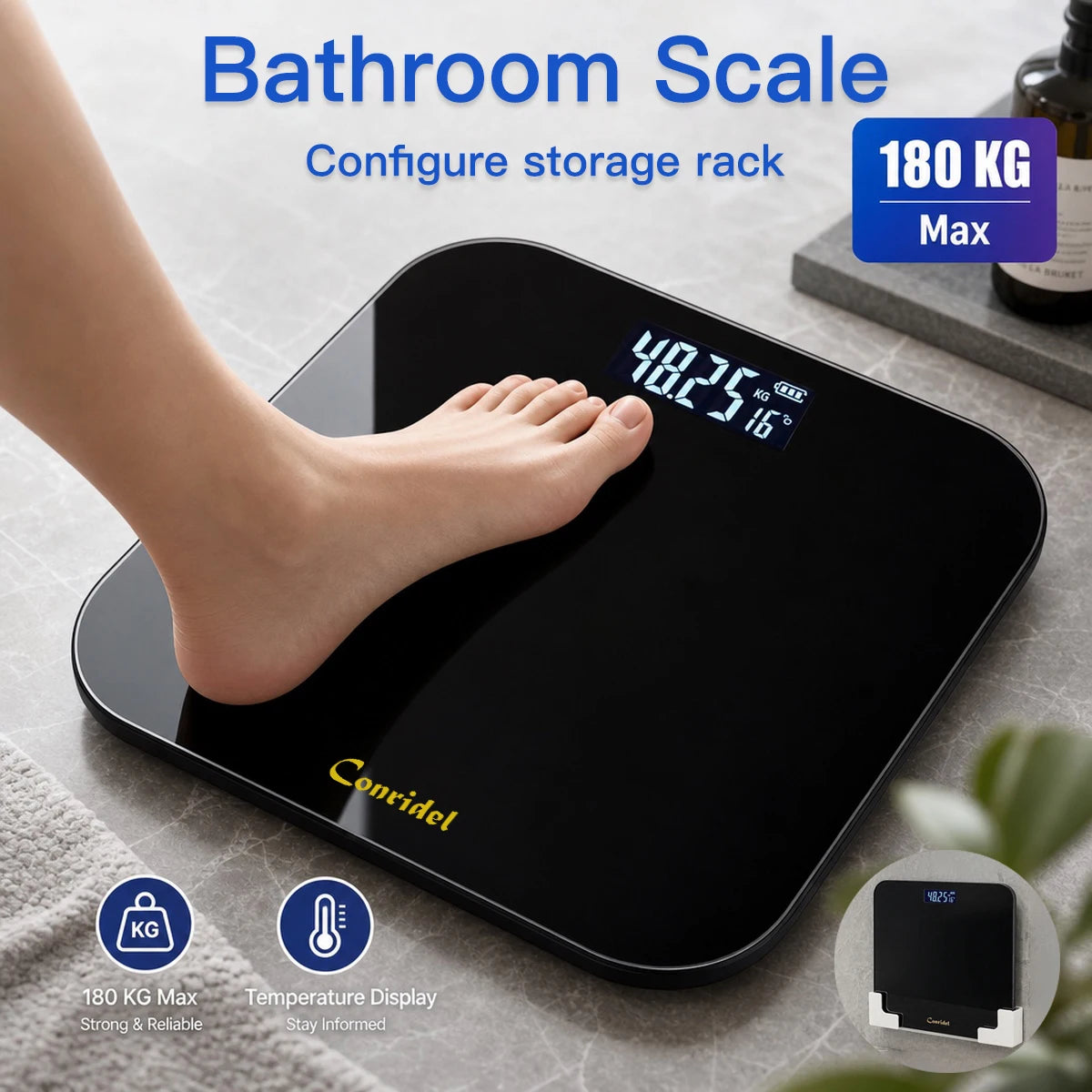Conridel Digital Bathroom Scale High Precision With Tempered Glass Body