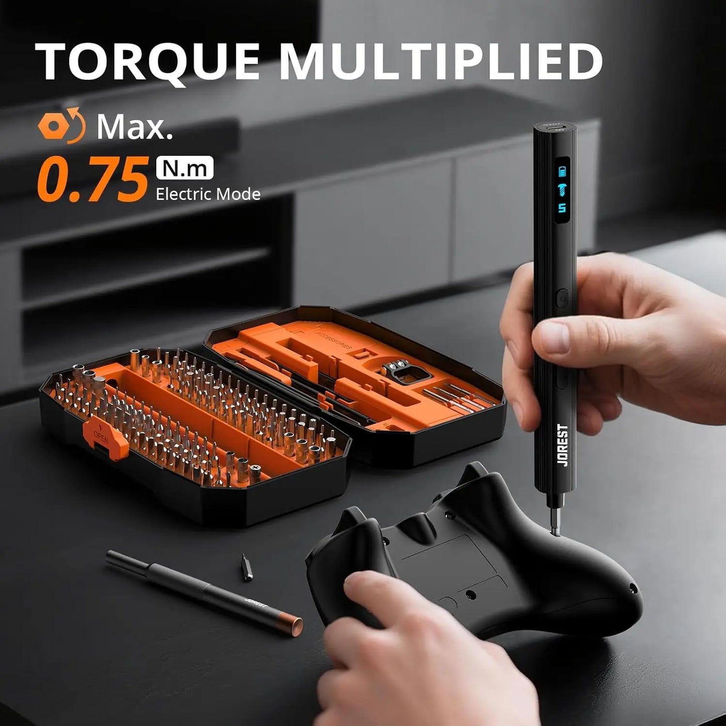 155-in-1 Mini Cordless Electric Screwdriver Set, 5 Torque Levels, Magnetic Repair Kit for iPhone, PC, Laptop