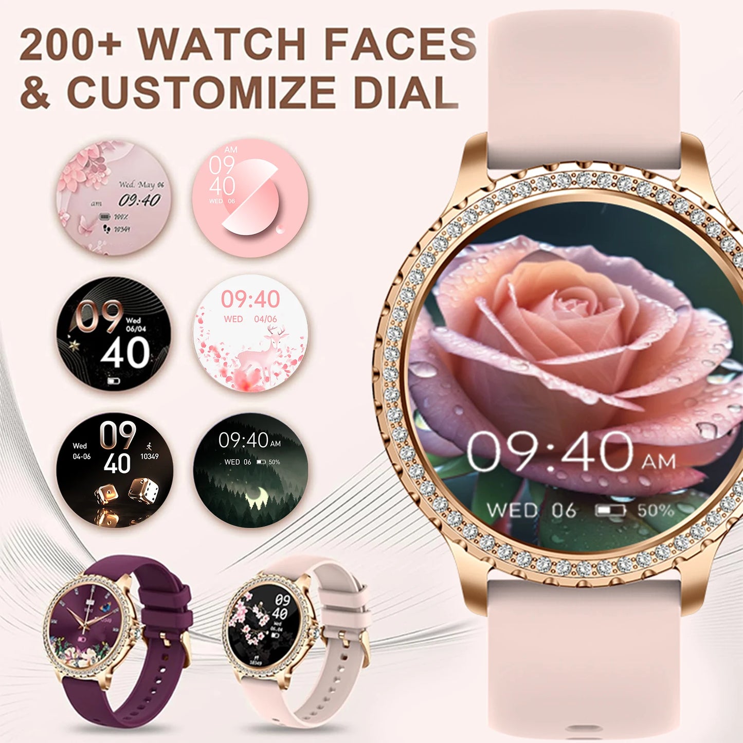 Smart Watch For women - 1.32" Touchscreen Fitness Tracker with Wireless Calls, Music Time Display, Step Counting