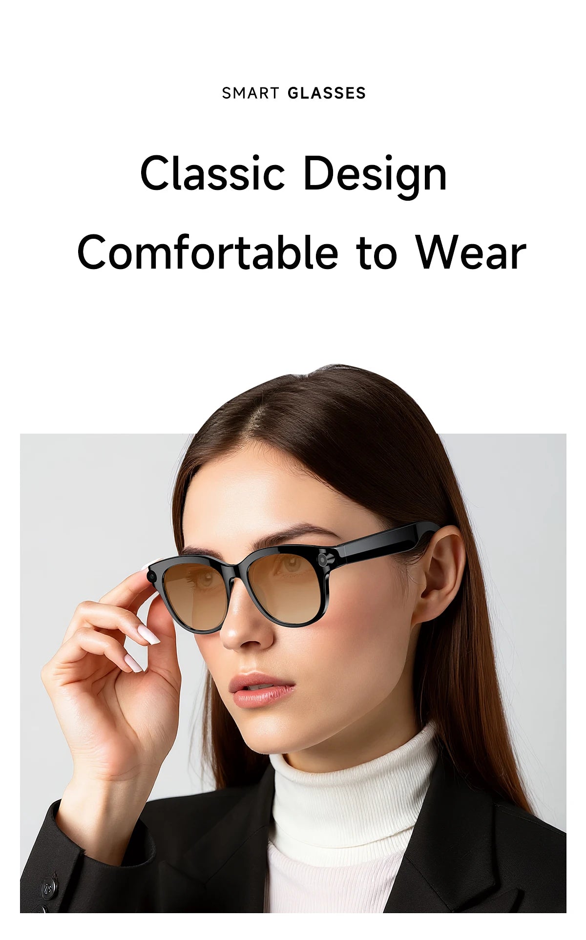 SENBONO AI Smart Glasses for Men Women 200W HD Camera 1080P 4K Video AI Voice Assistant Translation Music Playback Sunglasses