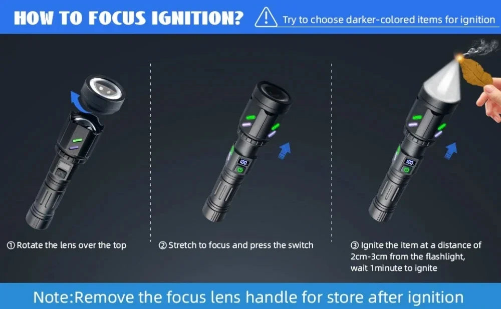 VASTFIRE LED Flashlight Zoom Tactical Torch For Outdoor Camping