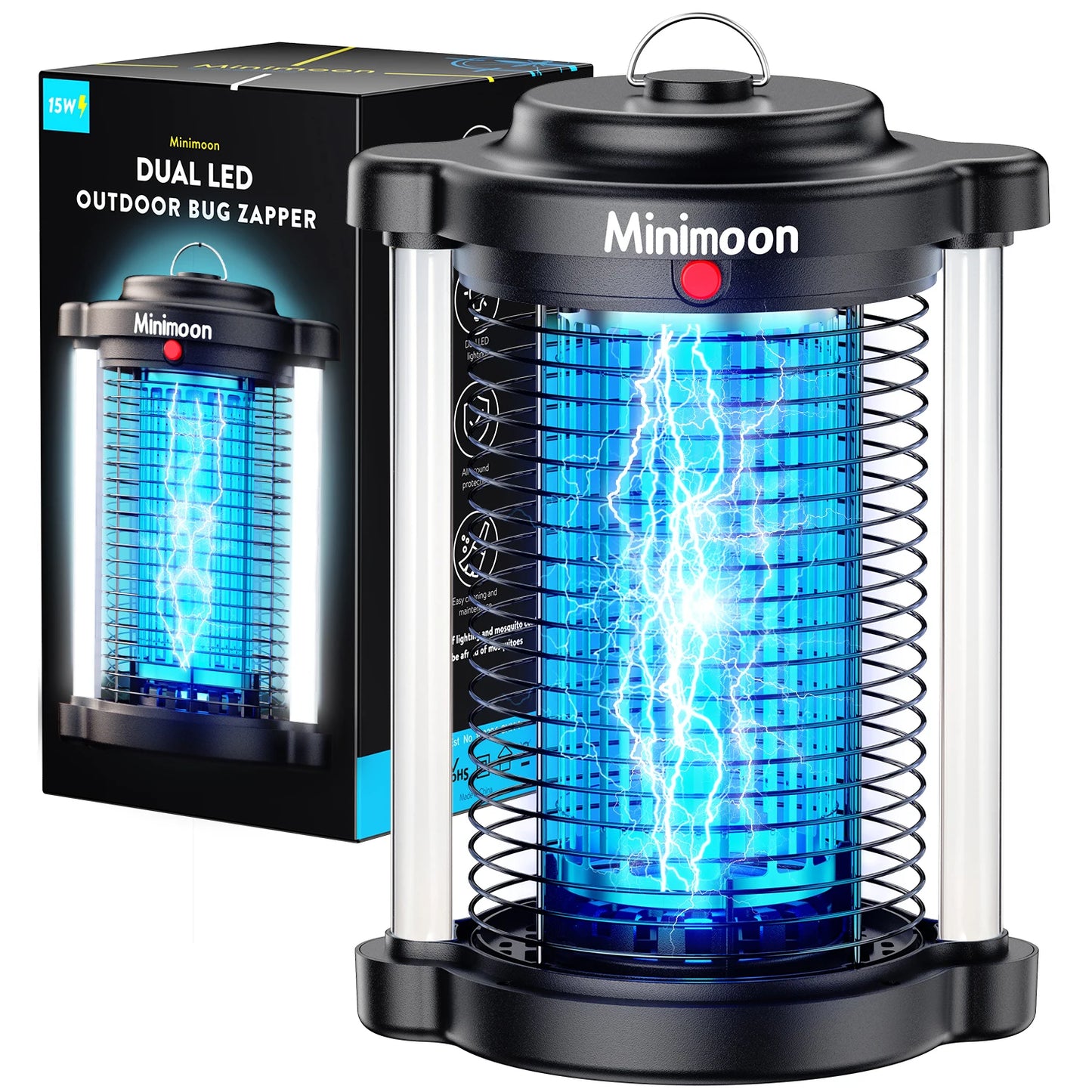 Bug Zapper Outdoor Mosquito Zapper with LED Light 4200V Fly Zapper 15W Electric Fly Traps Outdoor Insect Trap for Yard Backyard