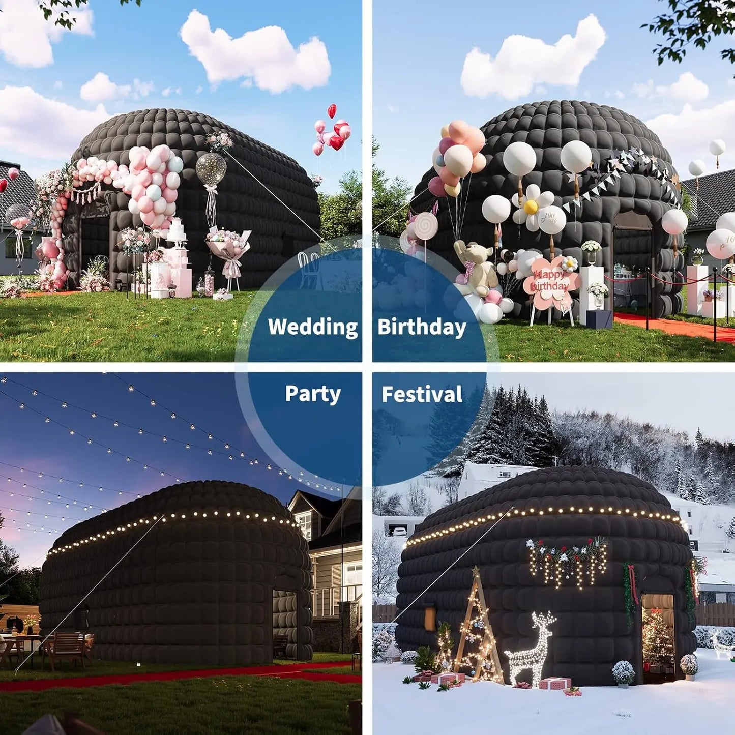 Portable Inflatable Club Tent with 950W Blower & Roll up Door,Party Tent for Adults Birthday Backyard Wedding Rental Banquet