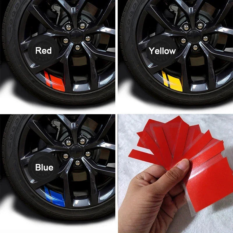 ZHUOHE Reflective Car Wheel Decals 6 Pack For Hub Rims