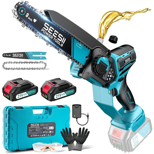 Seesii 6&8'' Brushless Electric Chainsaw 1000W Cordless Electric Saw Woodworking Garden Pruning Tools For Makita 18V Battery Pin