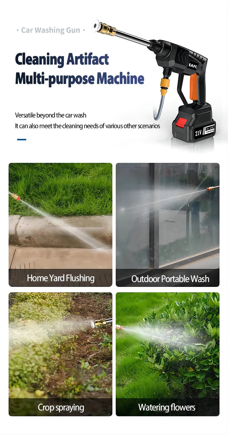 EAFC Cordless 60Bar 21V Car Wash Gun For Pressure Cleaning
