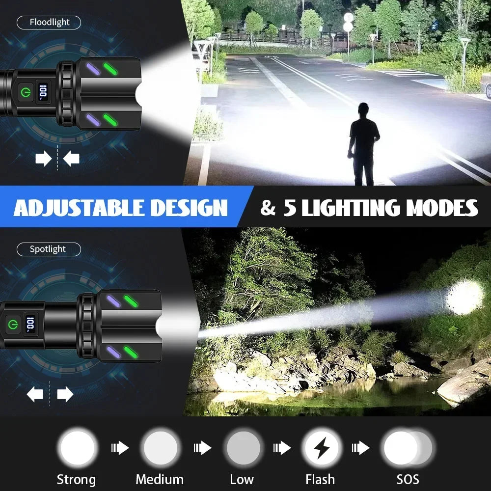 VASTFIRE LED Flashlight Zoom Tactical Torch For Outdoor Camping