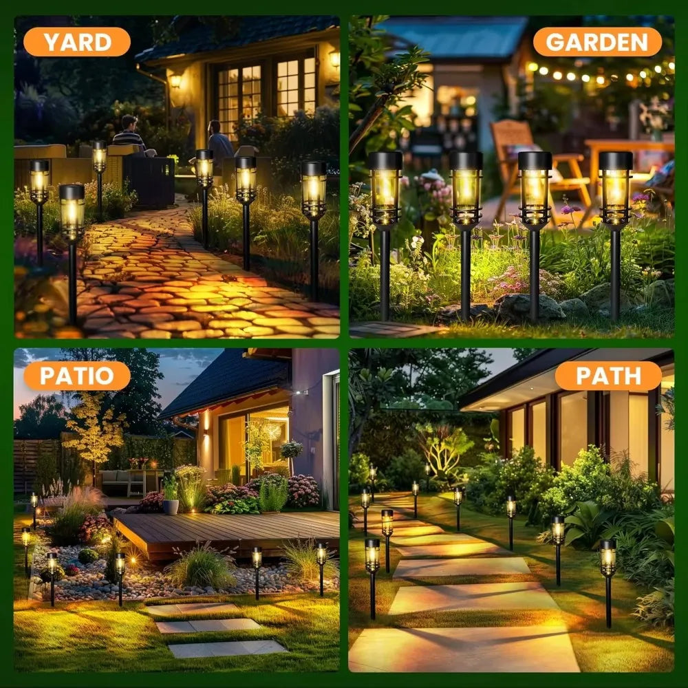 4 Sets Outdoor Solar Street Lights, Waterproof Solar Landscape Lights for Yard, Path, Landscape and Sidewalk (Warm White).