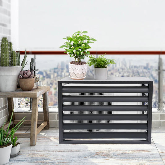 Decorative AC Unit Cover Zinc Steel Construction Coffee White Dark Grey Color Privacy Fence Flower Stand for Garden Yard