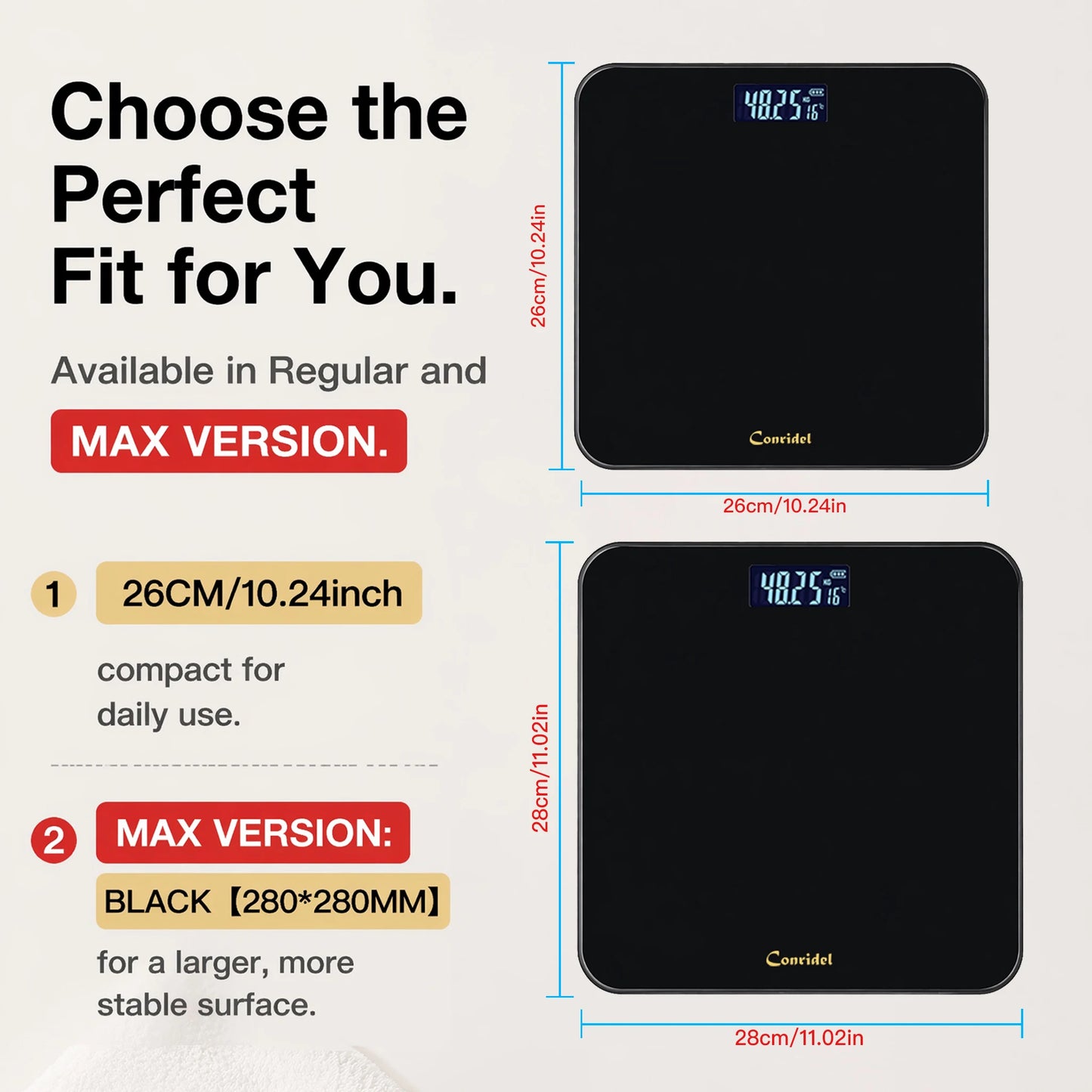 Conridel Digital Bathroom Scale High Precision With Tempered Glass Body