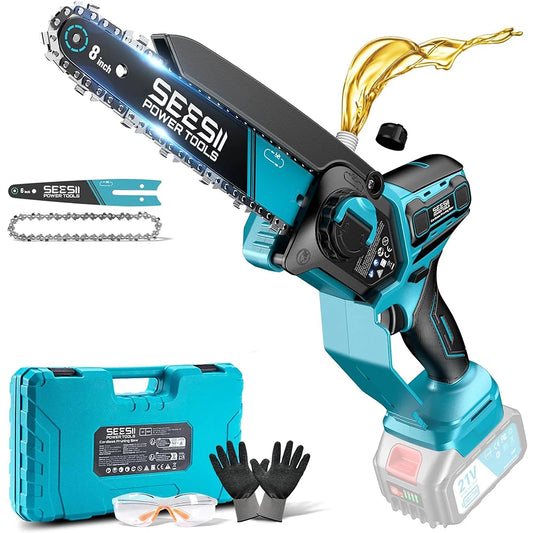 Seesii 1000W 6&8''Brushless Electric Chainsaw Cordless Electric Saw Woodworking Garden Pruning Tools For Makita 18V Battery Pin