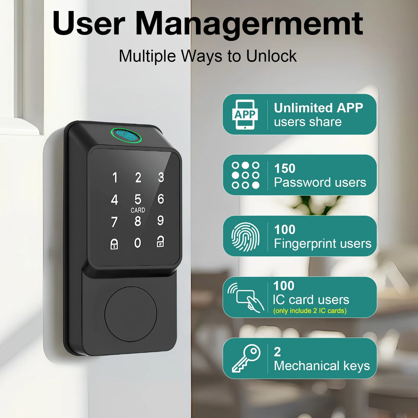 Mutak Smart Front Door Lock with Keyless Entry and Biometric
