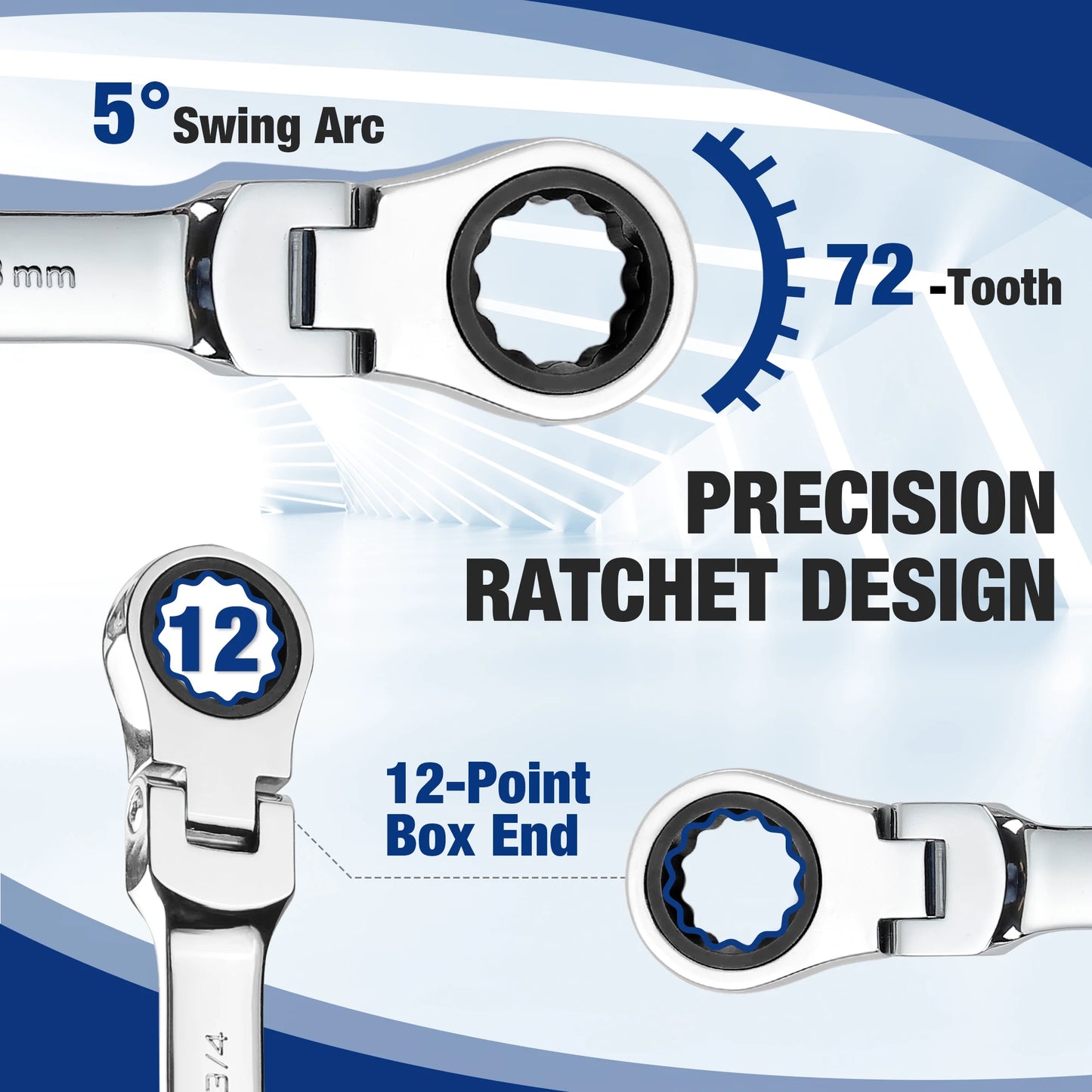 WORKPRO 21pc Ratcheting Wrench Set  with Box ,72 Teeth Wrench with Box, Wrench Repair  Tool Set
