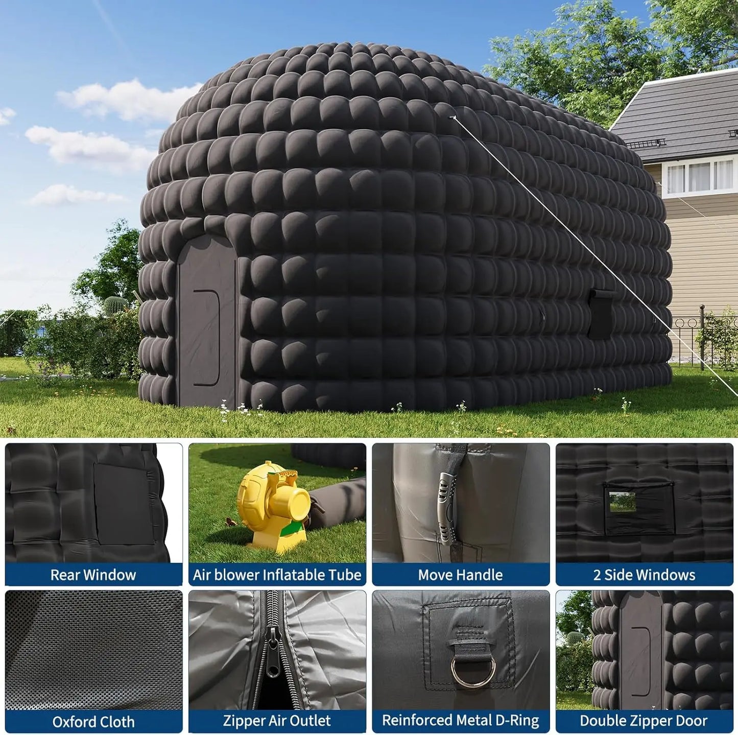 Portable Inflatable Club Tent with 950W Blower & Roll up Door,Party Tent for Adults Birthday Backyard Wedding Rental Banquet