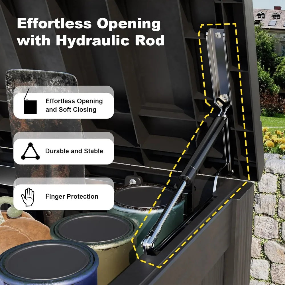 180 Gallon Waterproof Outdoor Storage Box, Lockable Deck Chest for Patio Cushions & Garden Tools, UV-Resistant