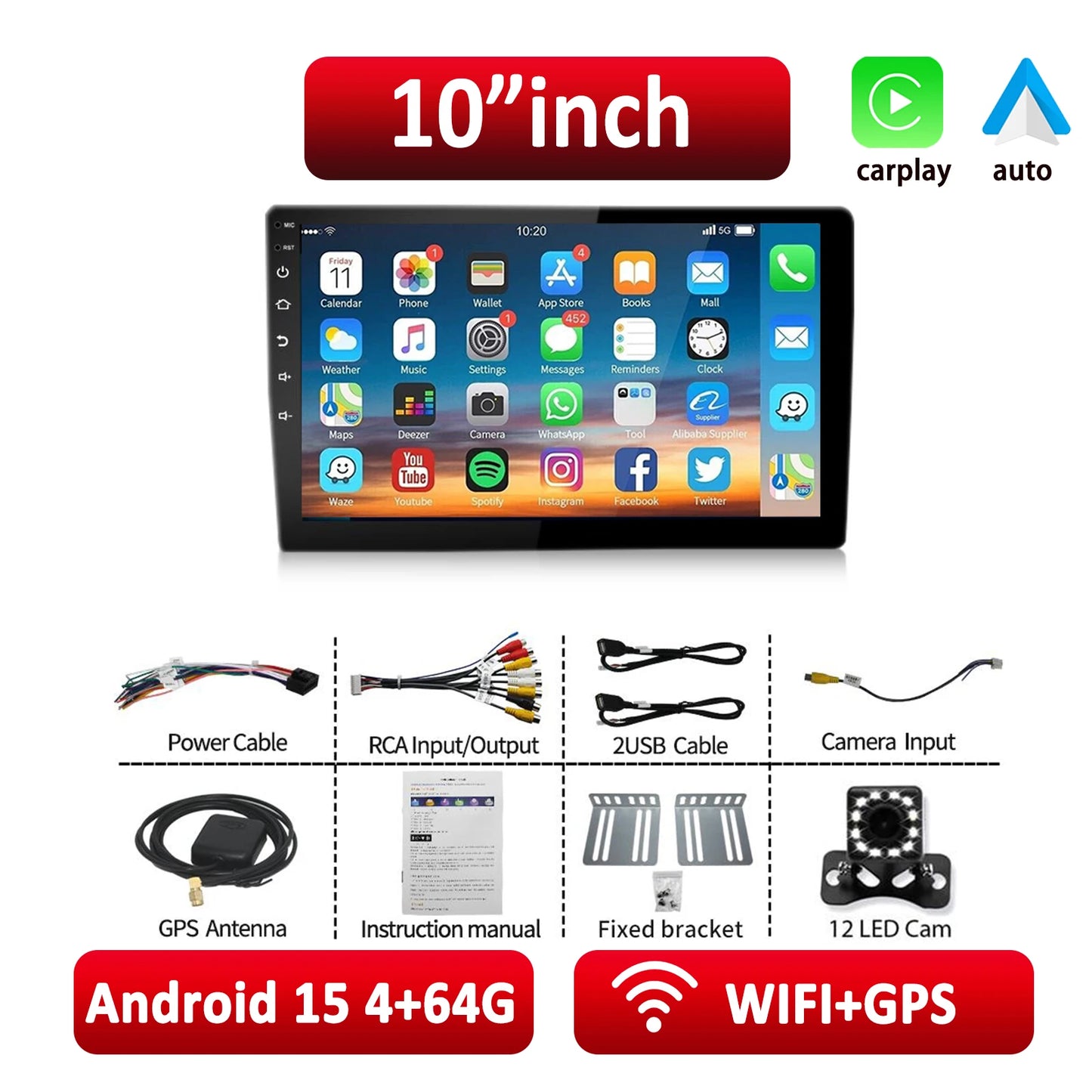 ESSGOO Android Car Stereo With Wireless CarPlay And GPS