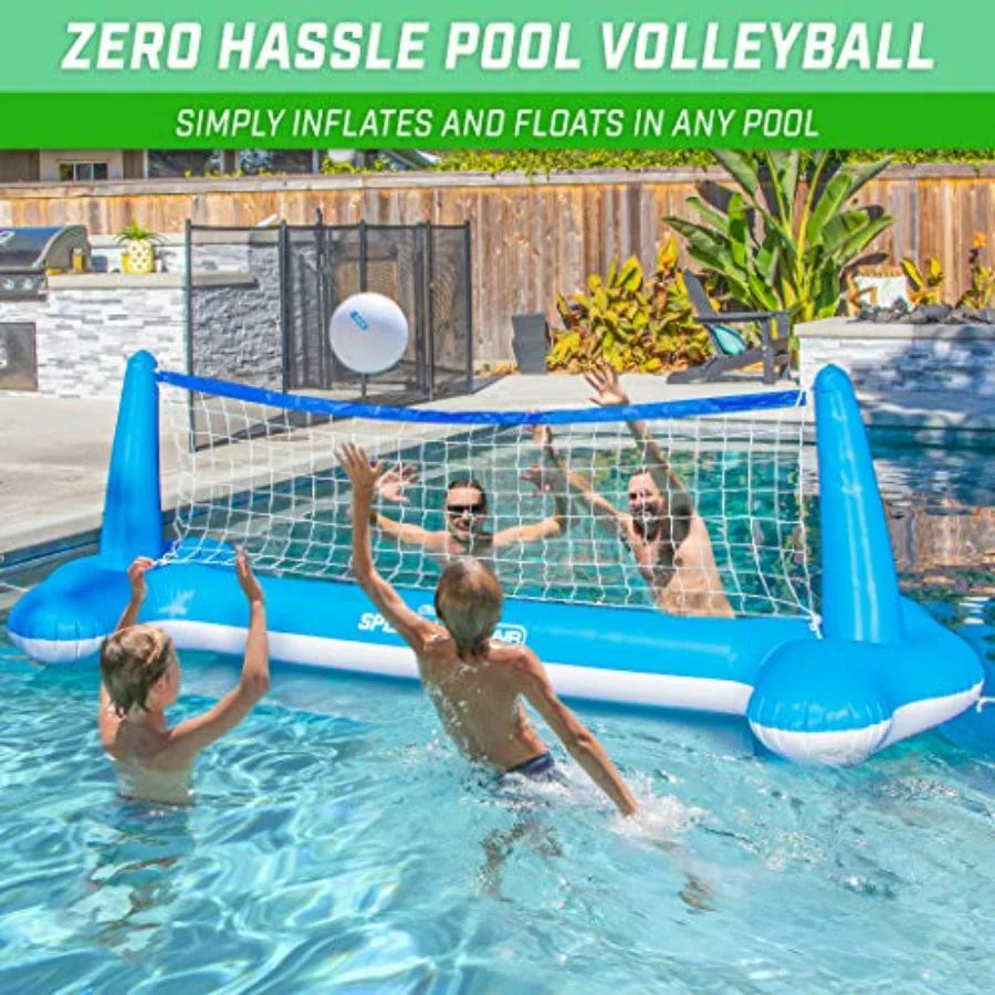 GoSports Splash Net Air Inflatable Pool Volleyball Game with Floating Net Water Volleyballs and Ball Pump for Outdoor Pool Use