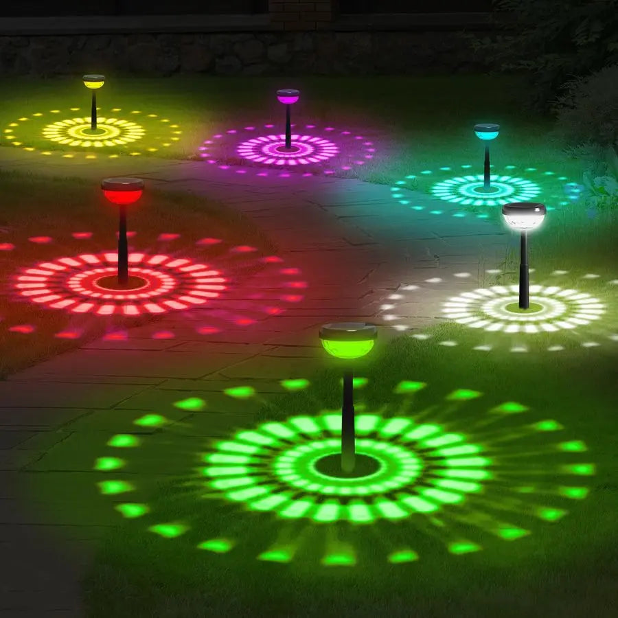 Color Changing Solar Lights Outdoor, Auto ON Off 3000K White Light amp RGB LED Solar Garden Lights, Halloween Christmas Landscap
