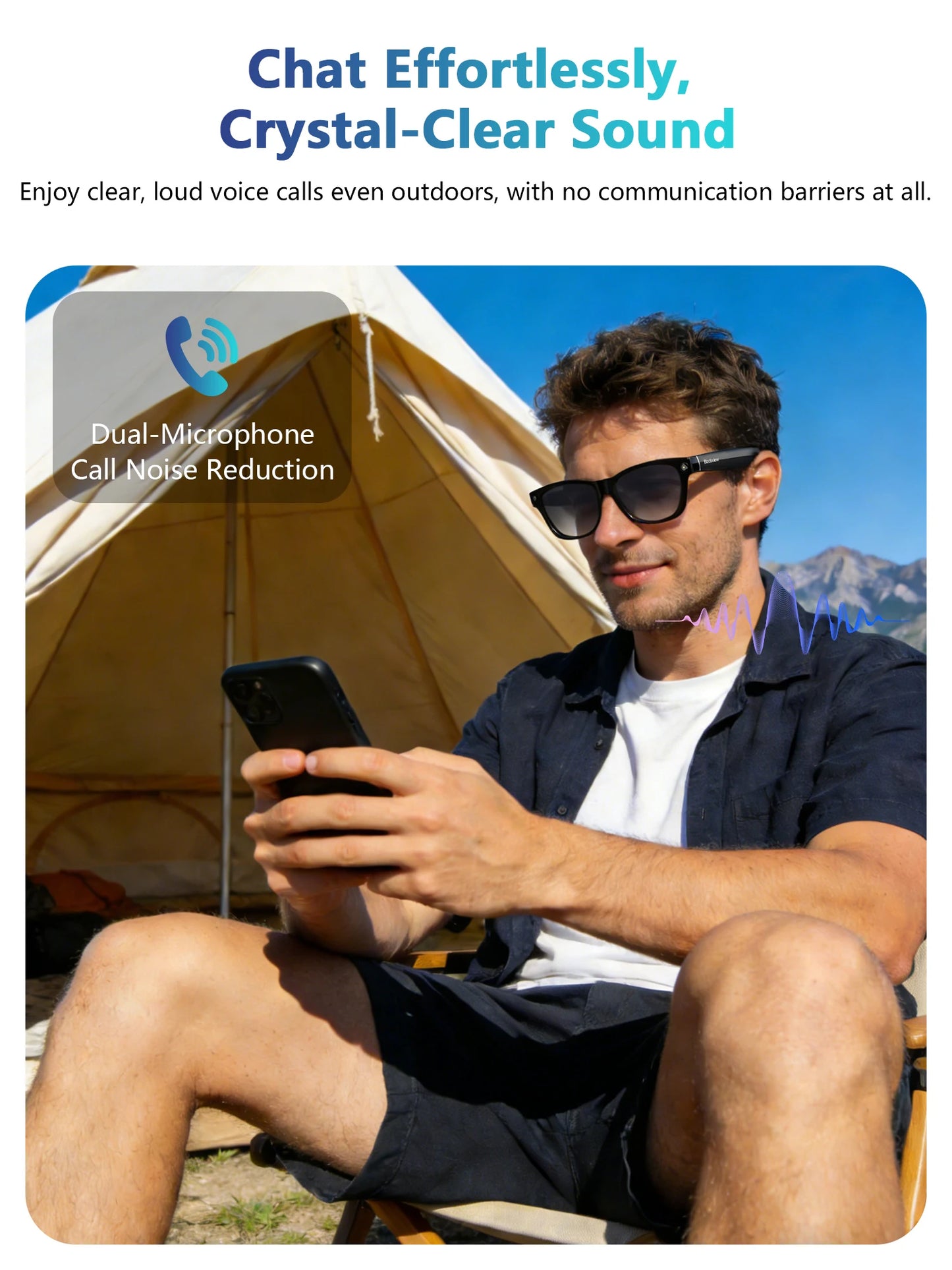 Blackview BV100 AI Smart glasses 800W Pixels 2K HD Camera Bluetooth Call Voice Assistant Translation Speakers&Mic Sunglasses