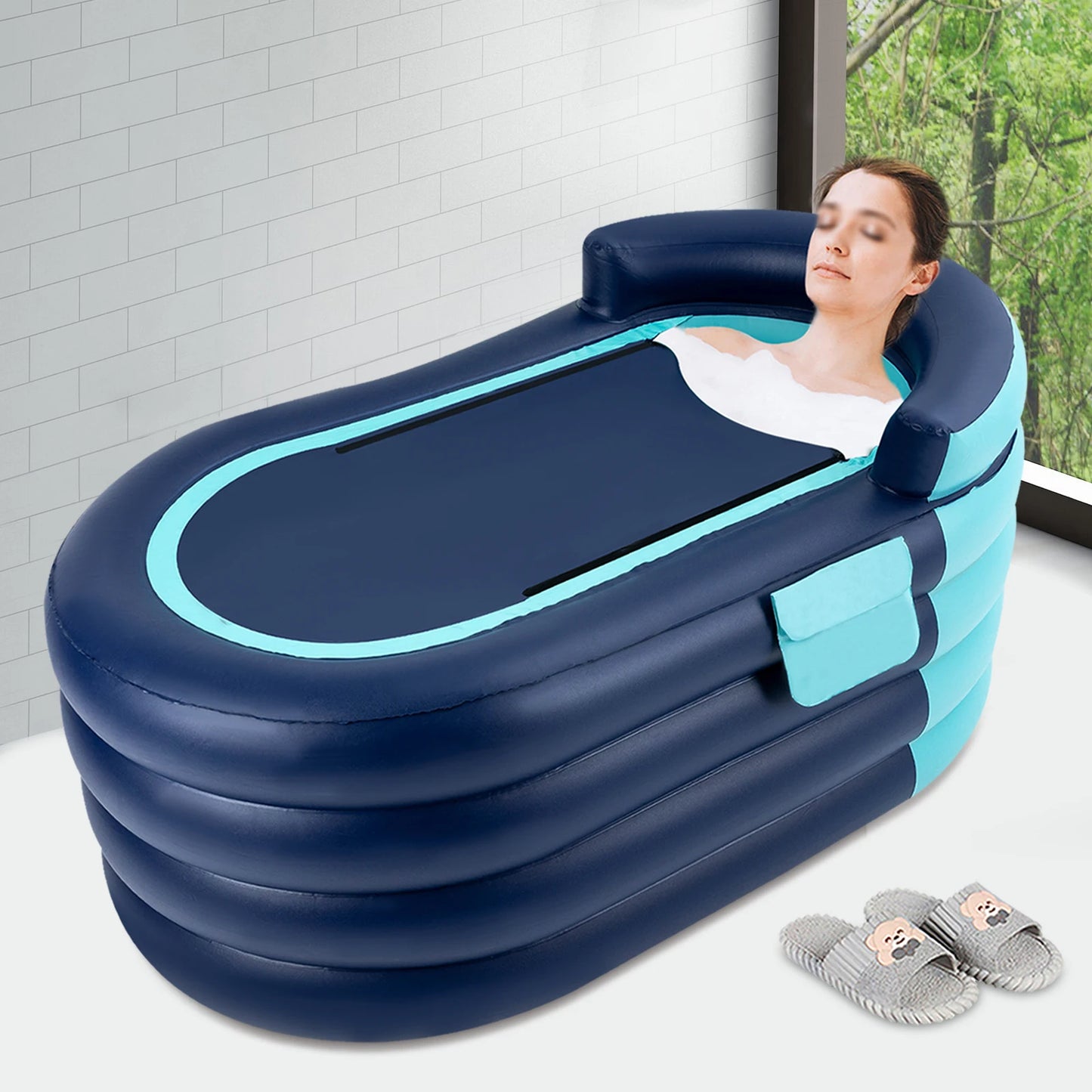 Inflatable Portable Bathtub For Adults With Wireless Air Pump And Cover