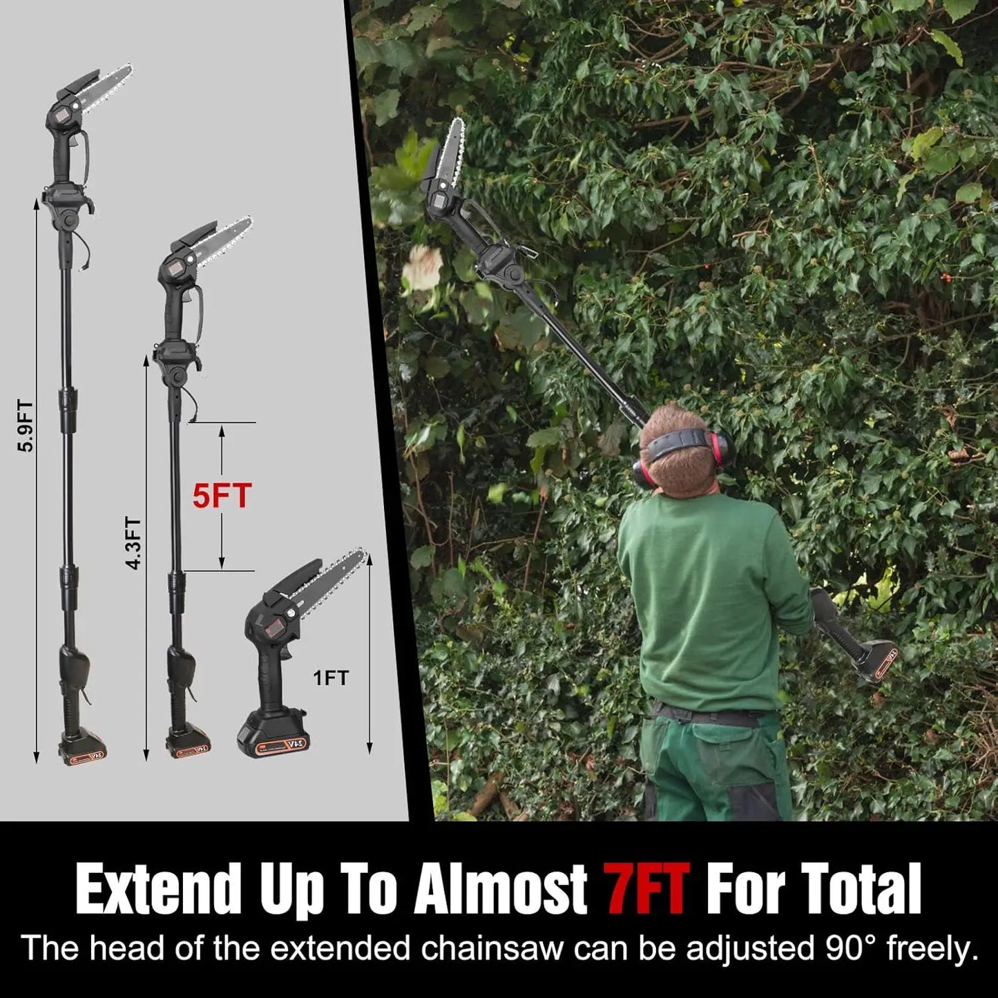 High-branch Handheld Saw Mini Electric Rechargeable Lithium Battery Single-hand Saw Pruning Felling 2-in-1 Cordless Pole Saw