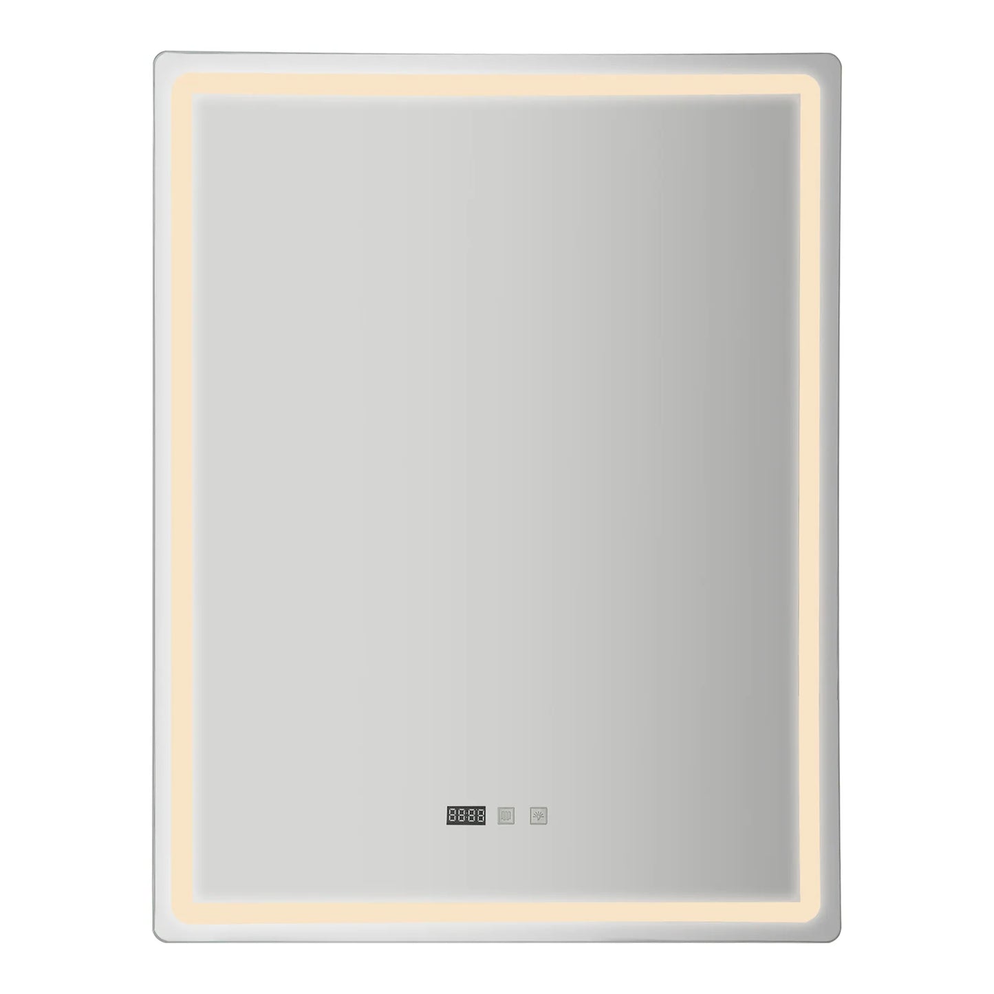 Tri-Color Dimmable LED Bathroom Mirror with Display Demist Touch IP54 Waterproof Wall Mounted Rectangle Makeup Mirror 3 size