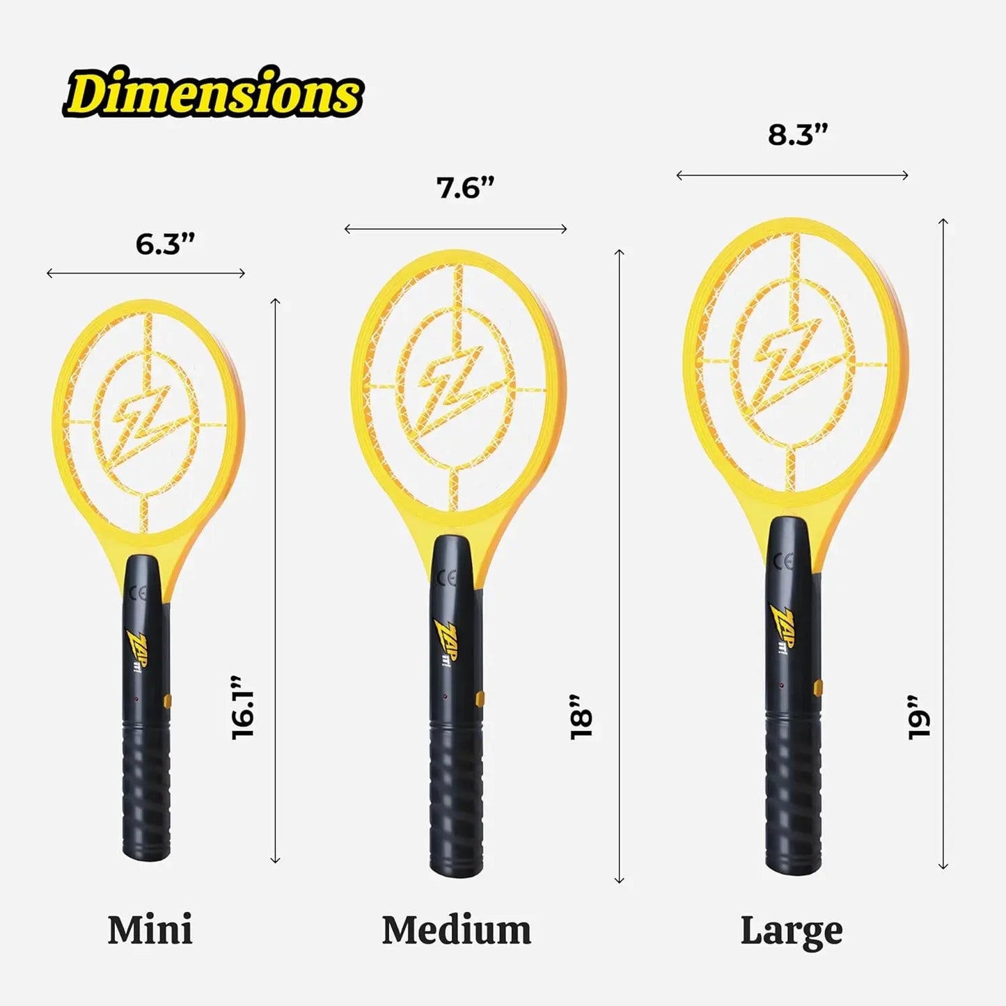 Electric Fly Swatter Racket 3500 Volt Bug Zapper Battery-Powered