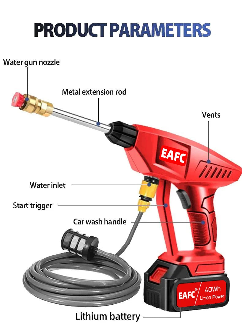 EAFC Cordless 60Bar 21V Car Wash Gun For Pressure Cleaning