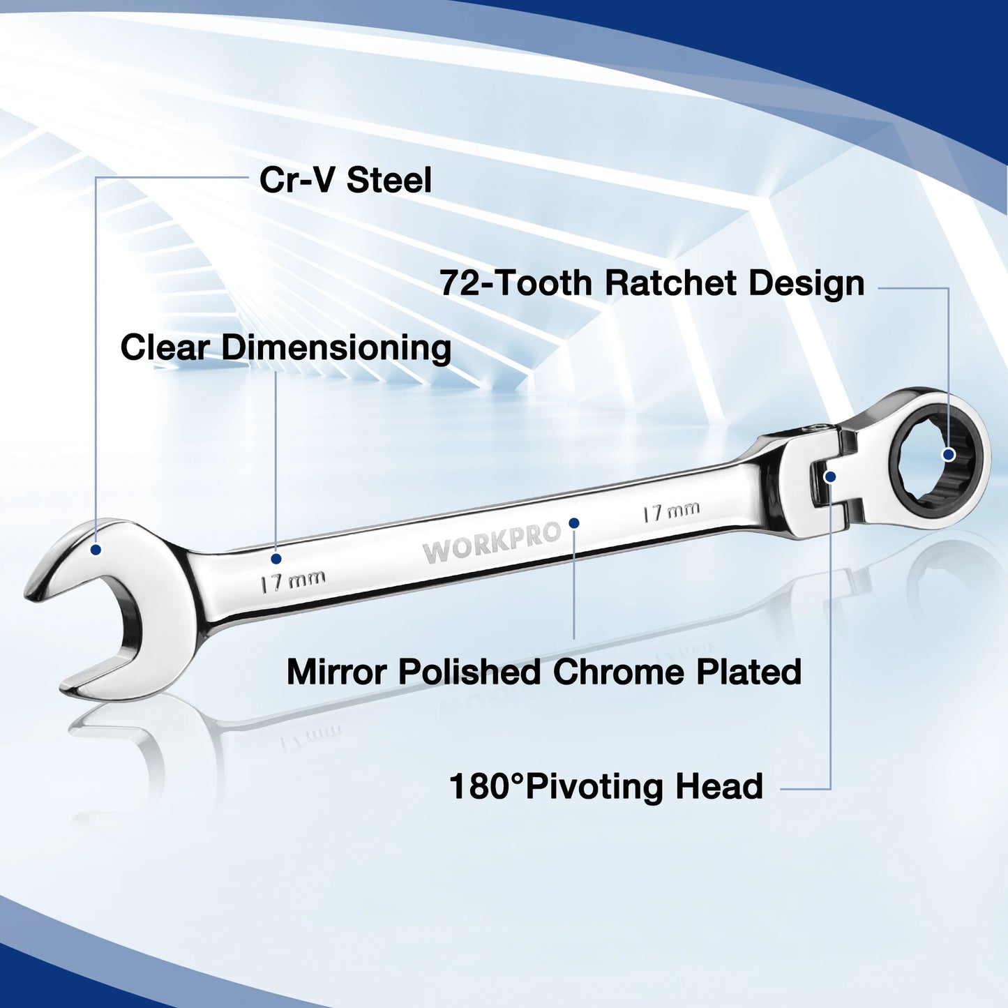 WORKPRO 21pc Ratcheting Wrench Set  with Box ,72 Teeth Wrench with Box, Wrench Repair  Tool Set