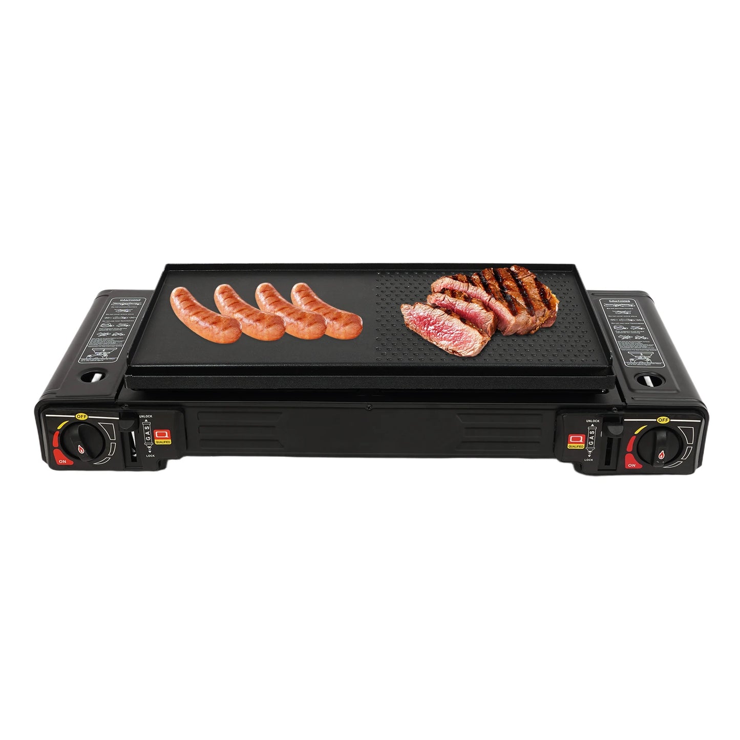 2 Burners Portable Gas Stove with Piezo Ignition and Carrying Case 2x2500W High Power LPG/Butane for Camping Picnics Parties