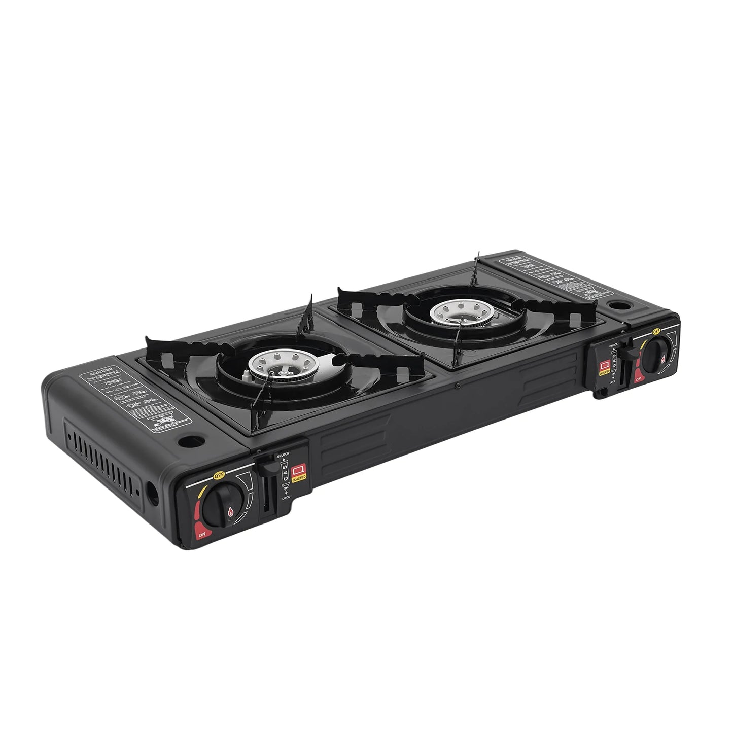 2 Burners Portable Gas Stove with Piezo Ignition and Carrying Case 2x2500W High Power LPG/Butane for Camping Picnics Parties