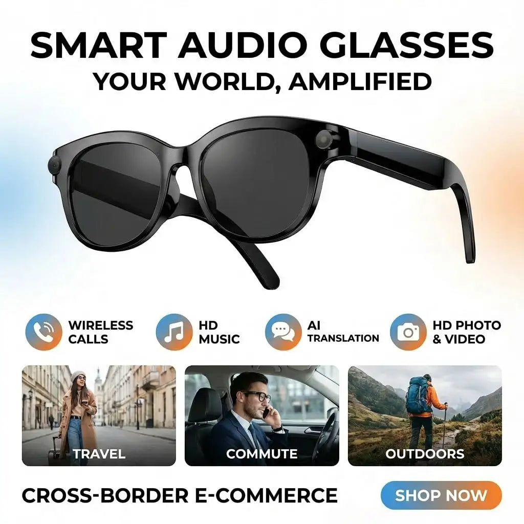 SENBONO AI Smart Glasses for Men Women 200W HD Camera 1080P 4K Video AI Voice Assistant Translation Music Playback Sunglasses