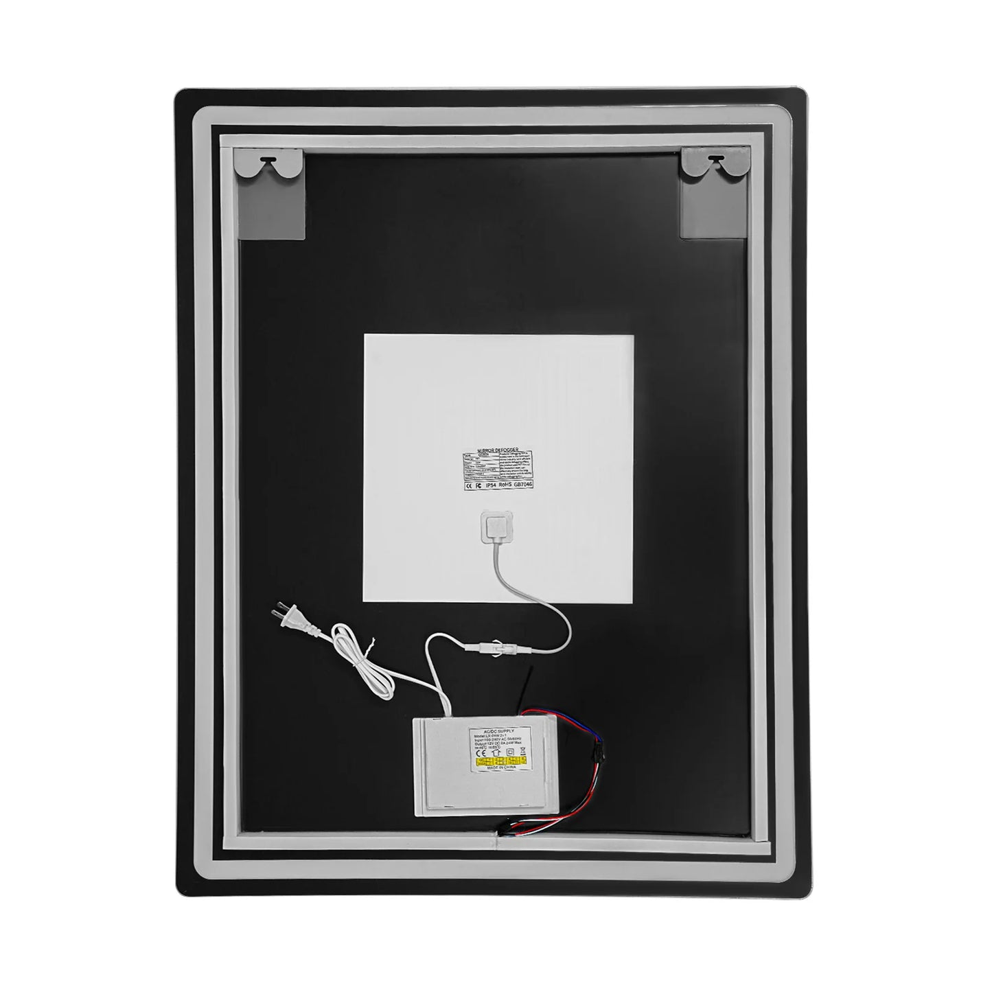 Tri-Color Dimmable LED Bathroom Mirror with Display Demist Touch IP54 Waterproof Wall Mounted Rectangle Makeup Mirror 3 size